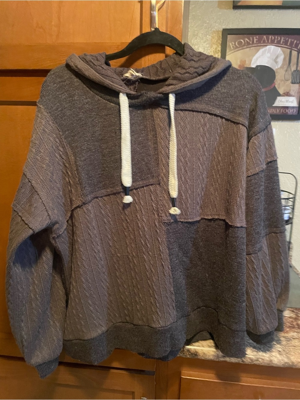 POL Charcoal Gray Knit Hooded Sweater